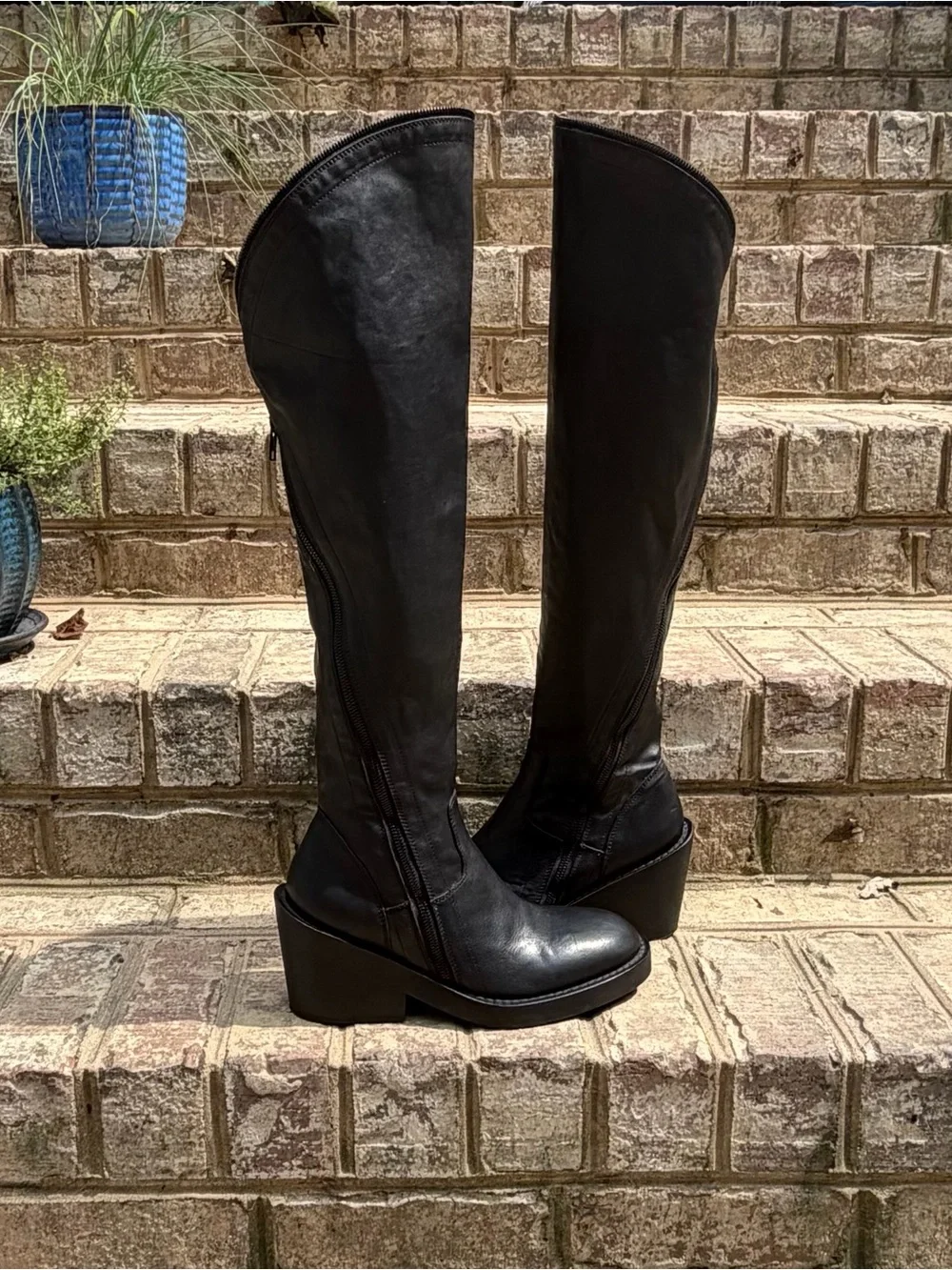 Ann Demeulemeester FW2012 Spiral Zip OTK Leather Boots IT37.5
